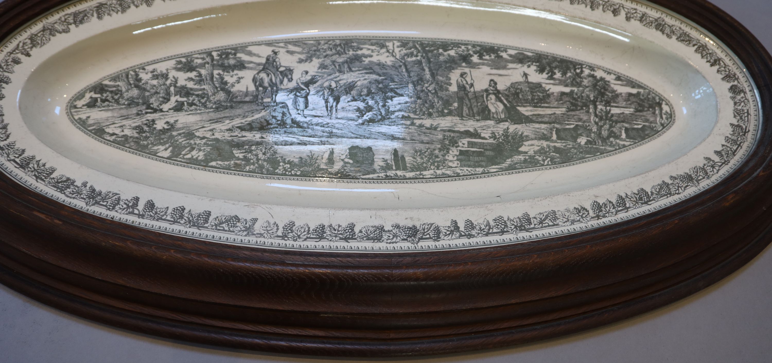 A Creil creamware fish serving dish, c.1810, width 85cm, overall width 100cm